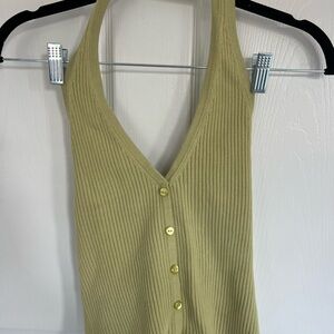 Reformation Green Knit Halter Top